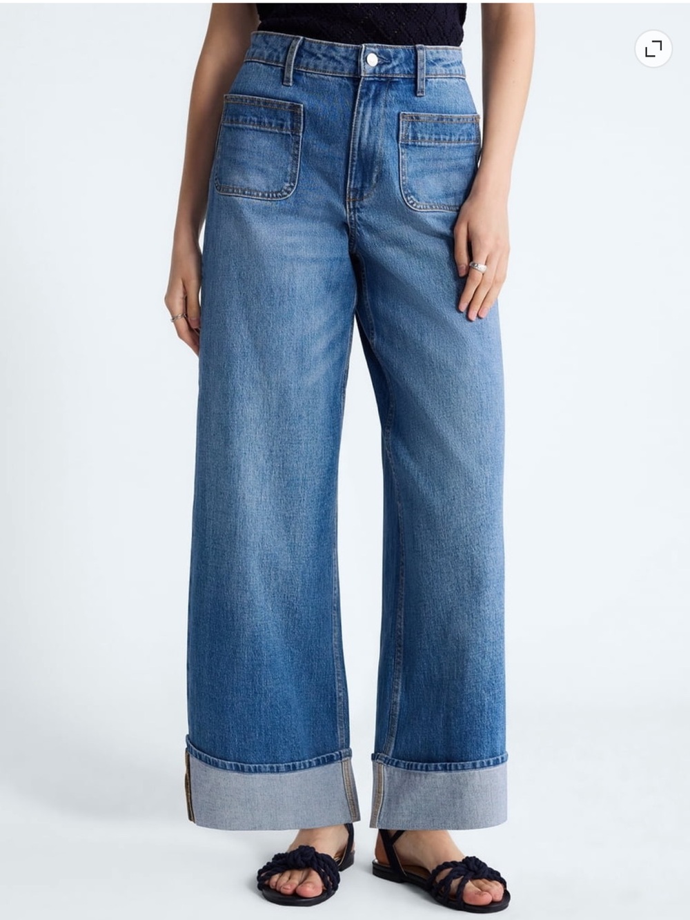 Free Assembly Women's High Rise Patch Pocket Cuffed Jeans